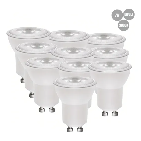 Kit 10 Lampada Dicroica Dimerizav Mr16 Led 7w Biv Gu10 3000k Foto 1