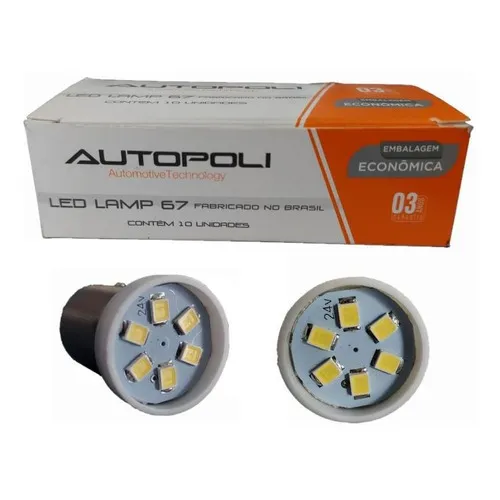 Kit 10 Lâmpada Led Branco 67 Para Lanterna 1 Polo 24v 10w Foto 1