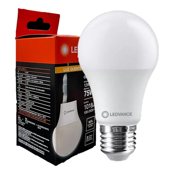 Kit 10 Lampada Led Bulbo 12w Luz Quente 3000k Amarela Bivolt Foto 1