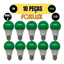Kit 10 Lampada Led Bulbo A60 7w E27 Verde Bivolt Foxlux Foto mini 1