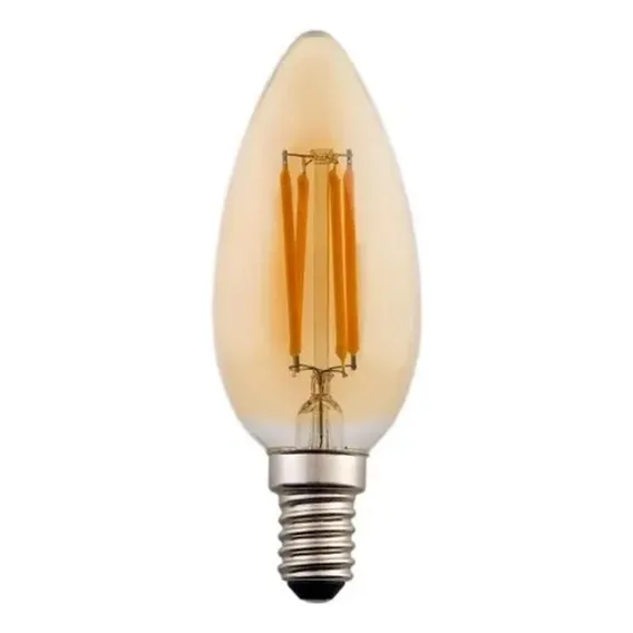 Kit 10 Lâmpada Led Filamento Vela Chama 4w E14 2200k Luz Branco-quente 220v Foto 1