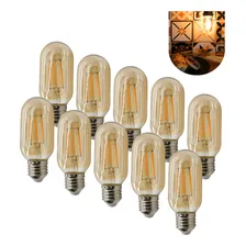 Kit 10 Lampada Retro Vintage T45 4w Filamento Led E27 Quente Luz Amarela 110v 220v (bivolt) Foto mini 1