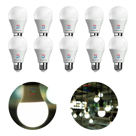 Kit 10 Lâmpadas Bulbo Led 5w Bivolt E27 Branco E Frio Quente Luz 6500k Branco Frio 127/220V Foto 1