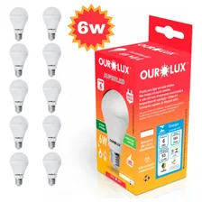 Kit 10 Lâmpadas Led Bulbo 6w Superled Ouro Biv 6500k Ourolux Foto  mini 1
