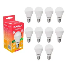 Kit 10 Lampadas Led Bulbo 9w Superled Ouro Biv 6500k Ourolux Luz Branco-frio 127/220V Foto mini 4