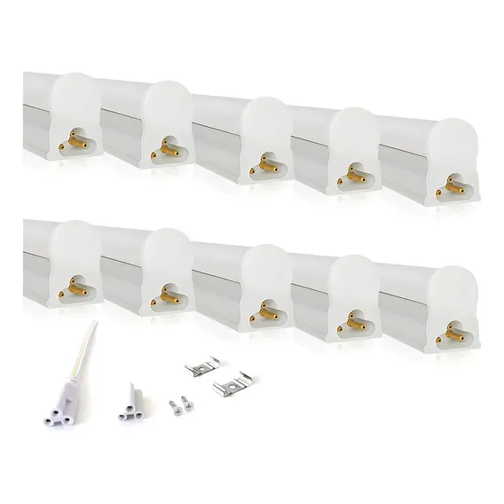 Kit 10 Led Tubular T5 120cm 20w C/calha Completa Luz Frio Foto 1