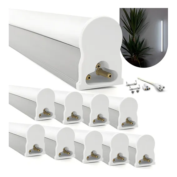 Kit 10 Led Tubular T5 30cm 6w C/calha Acoplada Completa Frio 110v/220v Foto 1