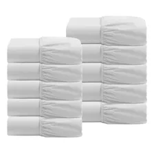 Kit 10 Lençóis Casal Padrão Com Elástico 100% Algodão Branco Foto  mini 1