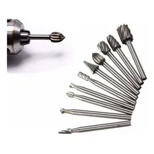 Kit 10 Limas Rotativas Tungstênio Gravação Micro Retifica Foto mini 1