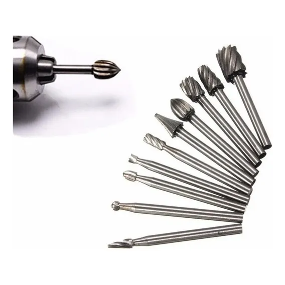 Kit 10 Limas Rotativas Tungstênio Gravação Micro Retifica Foto 1