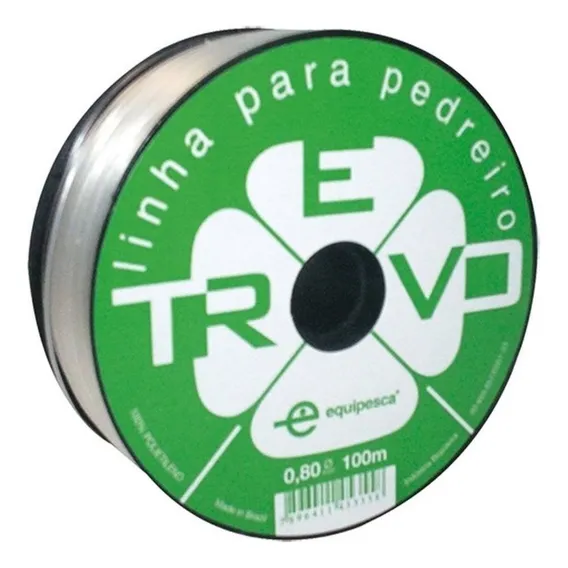Kit 10 Linha Nylon Pedreiro 0,80mm X 100m Trevo Equipesca Cor Branco Foto 1