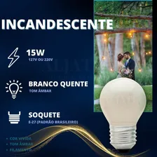 Kit 10 Lâmpada Bolinha Leitosa Incandescente 15w 127v E27 Foto mini 2