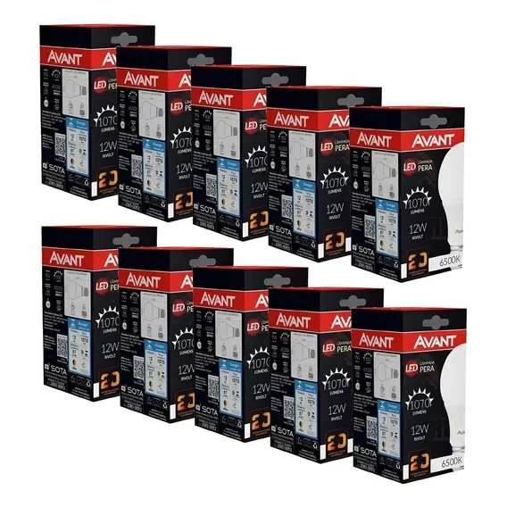 Kit 10 Lâmpada Bulbo 12w Branco Frio E27 Bivolt Avant Foto 1