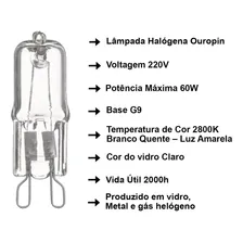 Kit 10 Lâmpada Halógena Ouropin G9 60w 220v Clara Ourolux Luz Branco Quente | 2800k Foto mini 2