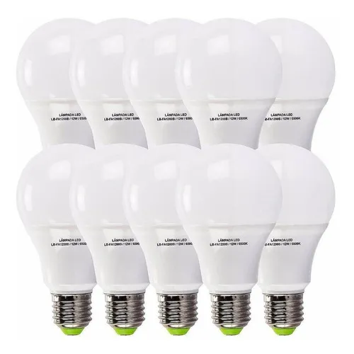 Kit 10 Lâmpada Led 12w 6500k Bivolt Luz Branca - Ourolux 110V/220V Foto 1