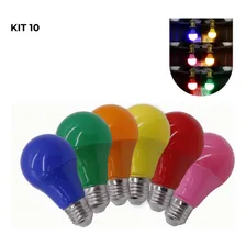 Kit 10 Lâmpada Led A60 9w Bulbo Soquete E27 Bivolt Luz Vermelho 127/220v Foto mini 3