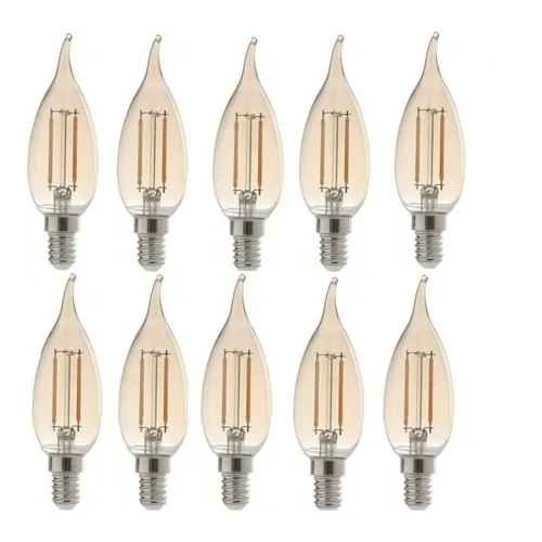 Kit 10 Lâmpada Vela E14 Chama Bivolt Led Branco Quente 4w Foto 1