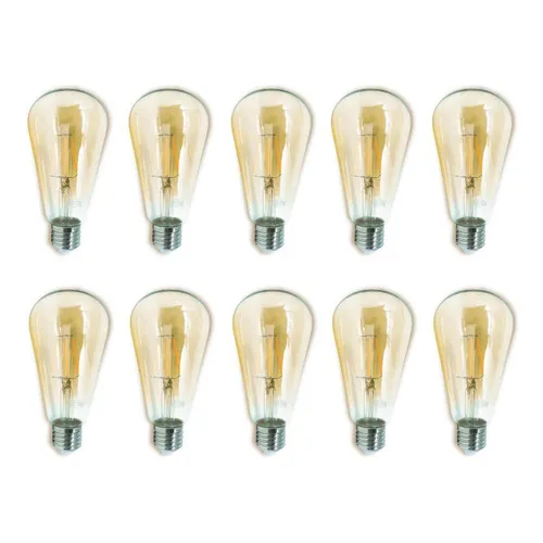 Kit 10 Lâmpadas Filamento Led St64 4w Vintage Retrô Âmbar Foto 1