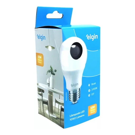 Kit 10 Lâmpadas Led 12w Bivolt 3000k Branca Morna Elgin Foto 1