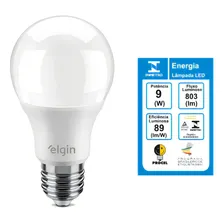 Kit 10 Lâmpadas Led 9w Bulbo Bivolt Branca Fria 6500k Elgin Foto mini  3