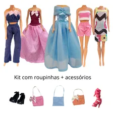 Kit 10 Looks Para Boneca Com Vestido De Festa Vermelho Btyna Foto mini  2