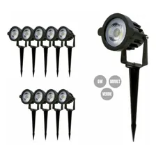 Kit 10 Luminaria Espeto Jardim Preto 6w Verde Prova Dagua Foto mini 1