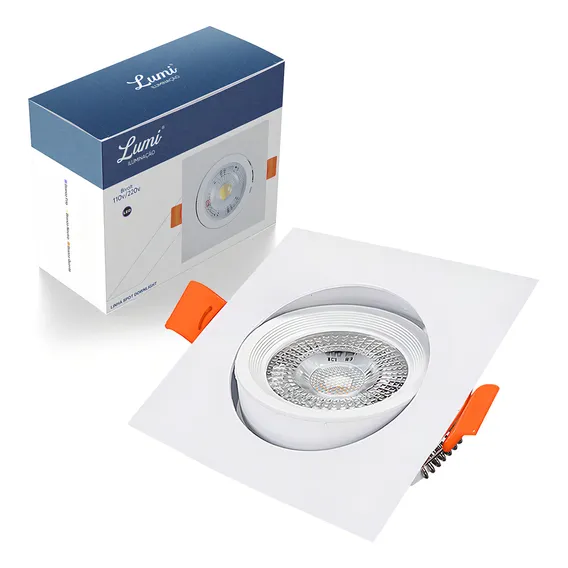 Kit 10 Luminária Spot Led 5w Dicróica Direcionável Quadrado Branco Neutro Foto 1
