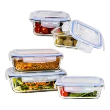 Kit 10 Marmitas Fitness Hermética Vidro Retangular 370ml Foto mini 4