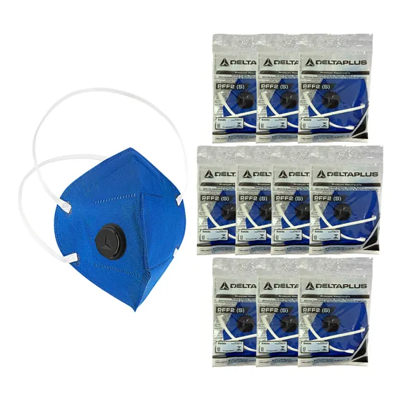 Kit 10 Máscara Respirador PFF2 Com Válvula VO Carvão Ativo Pro Agro Hospital Hospitalar N95 Delta Plus Foto 1