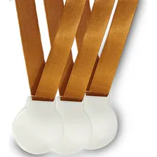 Kit 10 Medalhas 6cm- 2mm C/ Fita Bronze Foto  mini 1