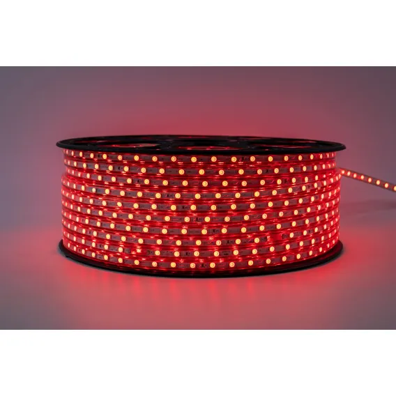 Kit 10 Metros Fita Mangueira Led Chata 5050 Com Fonte Cor Da Luz Vermelho 220v Foto 1