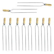 Kit 10 Mini Espetos Duplos Aço Cromado 30cm Assar Churrasco Foto  mini 1