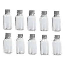 Kit 10 Mini Garrafinhas Plástico 10ml Tampas De Metal Prata Foto mini 1