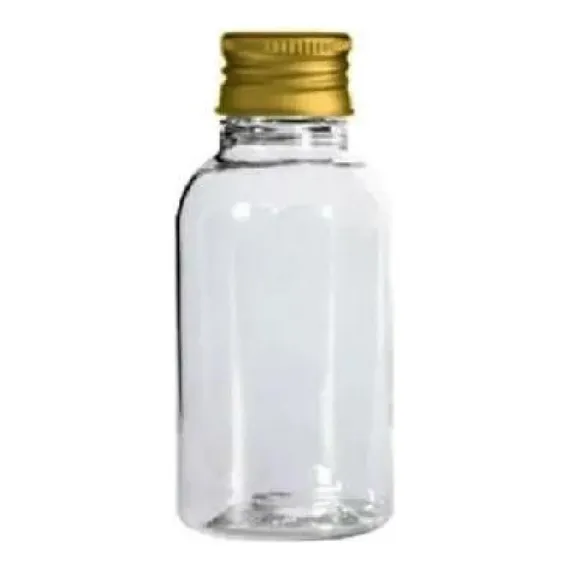 Kit 10 Mini Garrafinhas Plástico 10ml Tampas Metal Dourada Foto 1