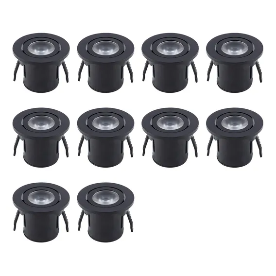 Kit 10 Mini Spots Embutir Para M贸veis Preto Led 1w 3000k Foto 1