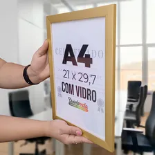 Kit 10 Moldura Quadro A4 21x30 C/ Vidro Certificado Diploma Cor Dourada Foto mini  2