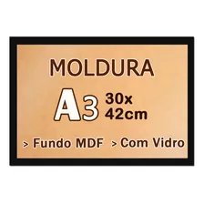 Kit 10 Molduras  A3 Quadros 30x42 Com Vidro Moldura Laqueada Cor Preto Foto mini 4