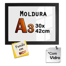 Kit 10 Molduras  A3 Quadros 30x42 Com Vidro Moldura Laqueada Cor Preto Foto mini  3