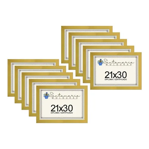 Kit 10 Molduras Porta Diploma Certificado A4 21x30 Amarelo Liso Foto 1