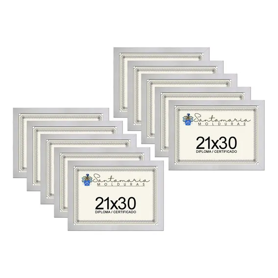 Kit 10 Molduras Porta Diploma Certificado A4 21x30 Branco Liso Foto 1