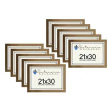 Kit 10 Molduras Porta Diploma Certificado A4 21x30 Dourado Cor Dourado-escuro Liso Foto  mini 1