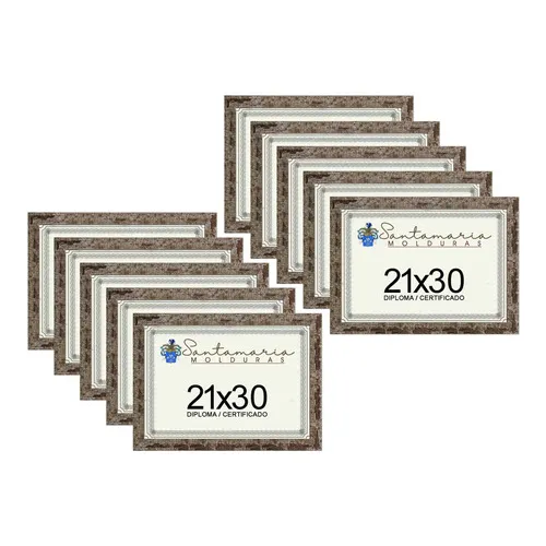 Kit 10 Molduras Porta Diploma Certificado A4 21x30 Marrom Liso Foto 1