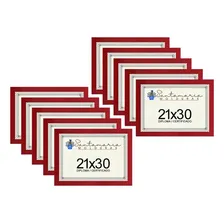 Kit 10 Molduras Porta Diploma Certificado A4 21x30 Vermelho Liso Foto  mini 1