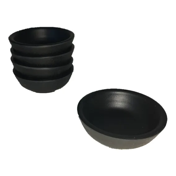 Kit 10 Molheira Porta Shoyu Oriental Melamina Redonda 30  Cor Preto Foto 1