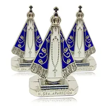 Kit 10 Nossa Senhora Aparecida Painel Carro Metal 5cm Cor Prata Foto mini  2