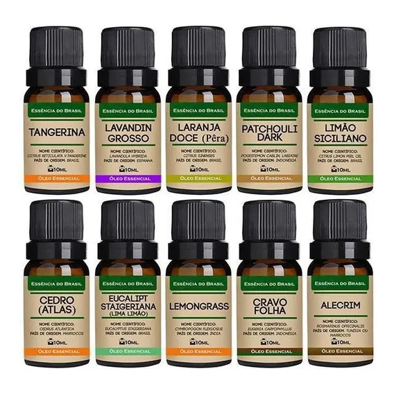 Kit 10 Óleos Essenciais Fragrâncias - 10ml Cada Foto 1