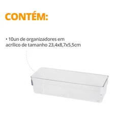 Kit 10 Organizador Geladeira/armário/cozinha Acrílico 23x8x5 Foto mini  2