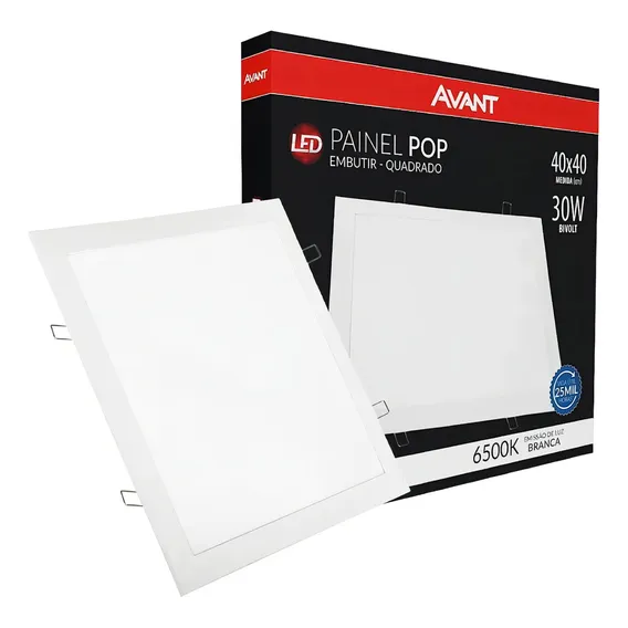 Kit 10 Painel Led Embutir 30w 40x40 Quadrado Branco Frio Foto 1