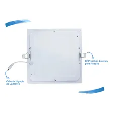 Kit 10 Painel Plafon 12w Led Quadrado Embutir Branco Frio 110V/220V Foto mini 2