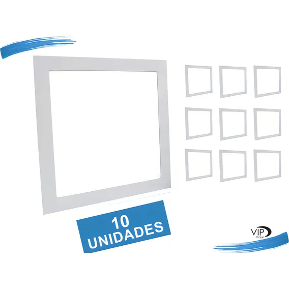 Kit 10 Painel Plafon 12w Led Quadrado Embutir Branco Frio 110V/220V Foto 1